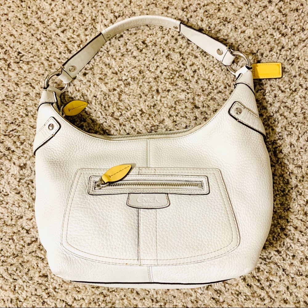 Coach White Shoulder Bag with Yellow Accents